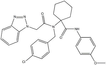 1-(2-(1H-BENZO[D][1,2,3]TRIAZOL-1-YL)-N-(4-CHLOROBENZYL)ACETAMIDO)-N-(4-METHOXYPHENYL)CYCLOHEXANECARBOXAMIDE Struktur