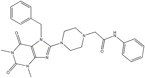 2-[4-(1,3-DIMETHYL-7-BENZYL-2,6-DIOXO-2,3,6,7-TETRAHYDRO-1H-PURIN-8-YL)PIPERAZIN-1-YL]-N-PHENYLACETAMIDE Struktur