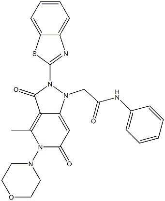 2-(2-(BENZO[D]THIAZOL-2-YL)-4-METHYL-5-MORPHOLINO-3,6-DIOXO-2,3,5,6-TETRAHYDROPYRAZOLO[4,3-C]PYRIDIN-1-YL)-N-PHENYLACETAMIDE Struktur