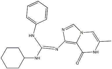 (Z)-1-CYCLOHEXYL-2-(6-METHYL-8-OXO-7,8-DIHYDROIMIDAZO[1,5-A]PYRAZIN-1-YL)-3-PHENYLGUANIDINE Struktur