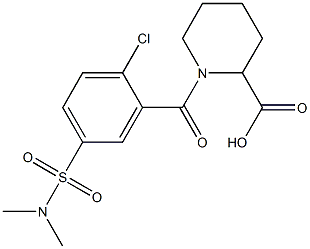 1-[2-CHLORO-5-[(DIMETHYLAMINO)SULFONYL]BENZOYL]PIPERIDINE-2-CARBOXYLIC ACID Struktur