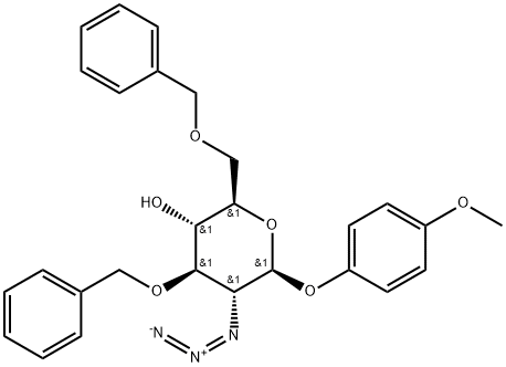 4-甲氧苯基-2-疊氮-3,6-二-O-苯基-2-脫氧-Β-D-吡喃葡萄糖苷 結(jié)構(gòu)式