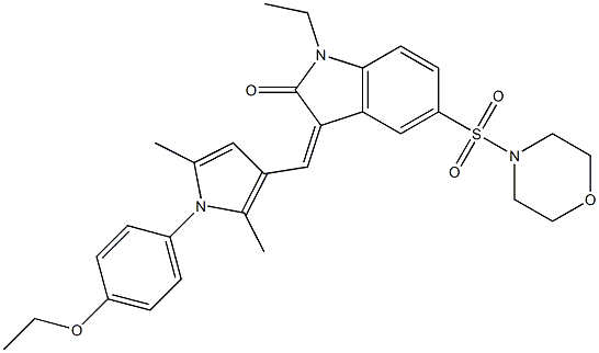 (Z)-3-((1-(4-ETHOXYPHENYL)-2,5-DIMETHYL-1H-PYRROL-3-YL)METHYLENE)-1-ETHYL-5-(MORPHOLINOSULFONYL)INDOLIN-2-ONE Struktur