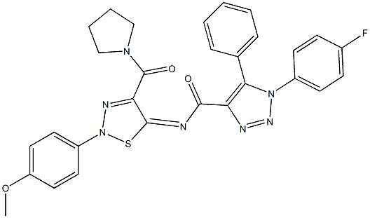 (Z)-1-(4-FLUOROPHENYL)-N-(2-(4-METHOXYPHENYL)-4-(PYRROLIDINE-1-CARBONYL)-1,2,3-THIADIAZOL-5(2H)-YLIDENE)-5-PHENYL-1H-1,2,3-TRIAZOLE-4-CARBOXAMIDE Struktur