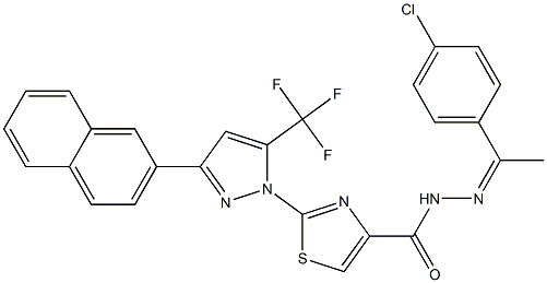 (Z)-N'-(1-(4-CHLOROPHENYL)ETHYLIDENE)-2-(3-(NAPHTHALEN-2-YL)-5-(TRIFLUOROMETHYL)-1H-PYRAZOL-1-YL)THIAZOLE-4-CARBOHYDRAZIDE Struktur