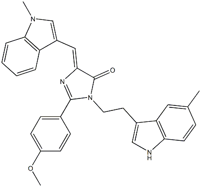 (Z)-2-(4-METHOXYPHENYL)-1-(2-(5-METHYL-1H-INDOL-3-YL)ETHYL)-4-((1-METHYL-1H-INDOL-3-YL)METHYLENE)-1H-IMIDAZOL-5(4H)-ONE Struktur