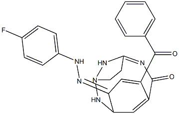 N-{(3E,4E)-2-BENZOYL-4-[(4-FLUOROPHENYL)HYDRAZONO]-5-IMINOPYRAZOLIDIN-3-YLIDENE}BENZAMIDE Struktur