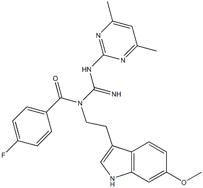 N-(4,6-DIMETHYL-2-PYRIMIDINYL)-N'-(4-FLUOROBENZOYL)-N'-[2-(6-METHOXY-1H-INDOL-3-YL)ETHYL]GUANIDINE Struktur