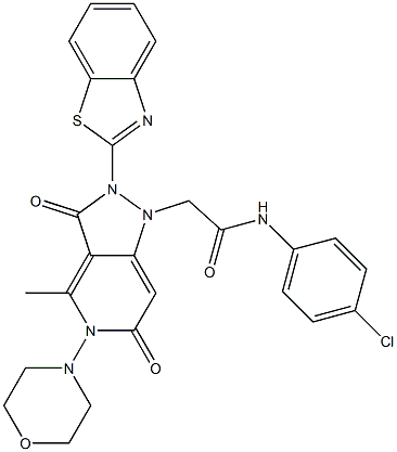 2-(2-(BENZO[D]THIAZOL-2-YL)-4-METHYL-5-MORPHOLINO-3,6-DIOXO-2,3,5,6-TETRAHYDROPYRAZOLO[4,3-C]PYRIDIN-1-YL)-N-(4-CHLOROPHENYL)ACETAMIDE Struktur