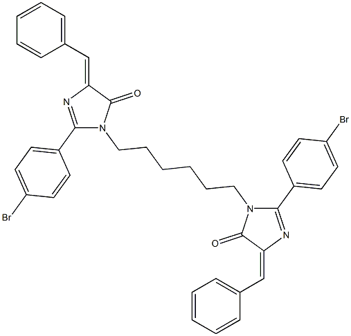 (Z)-4-BENZYLIDENE-1-(6-((E)-4-BENZYLIDENE-2-(4-BROMOPHENYL)-5-OXO-4,5-DIHYDROIMIDAZOL-1-YL)HEXYL)-2-(4-BROMOPHENYL)-1H-IMIDAZOL-5(4H)-ONE Struktur