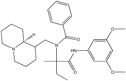 N-(1-(3,5-DIMETHOXYPHENYLAMINO)-2-METHYL-1-OXOBUTAN-2-YL)-N-(((S)-OCTAHYDRO-1H-QUINOLIZIN-1-YL)METHYL)BENZAMIDE Struktur