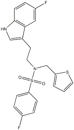 4-FLUORO-N-[2-(5-FLUORO-1H-INDOL-3-YL)ETHYL]-N-(THIEN-2-YLMETHYL)BENZENESULFONAMIDE Struktur