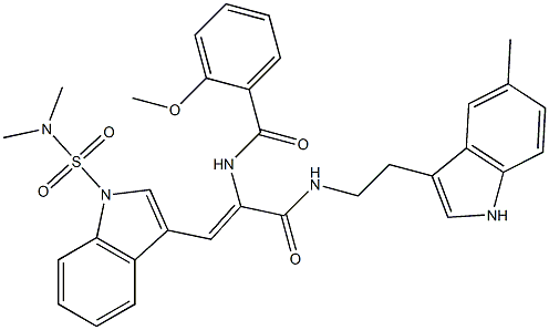 (Z)-N-(1-(1-(N,N-DIMETHYLSULFAMOYL)-1H-INDOL-3-YL)-3-(2-(5-METHYL-1H-INDOL-3-YL)ETHYLAMINO)-3-OXOPROP-1-EN-2-YL)-2-METHOXYBENZAMIDE Struktur