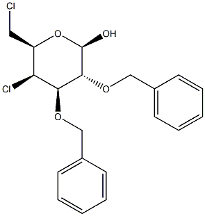 2,3-DI-O-BENZYL-4,6-DI-CHLORO-4,6-DI-DEOXY-BETA-D-GALACTOSE Struktur