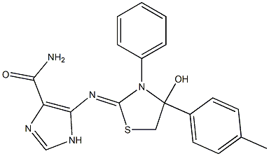 5-{[(2Z)-4-HYDROXY-4-(4-METHYLPHENYL)-3-PHENYL-1,3-THIAZOLIDIN-2-YLIDENE]AMINO}-1H-IMIDAZOLE-4-CARBOXAMIDE Struktur