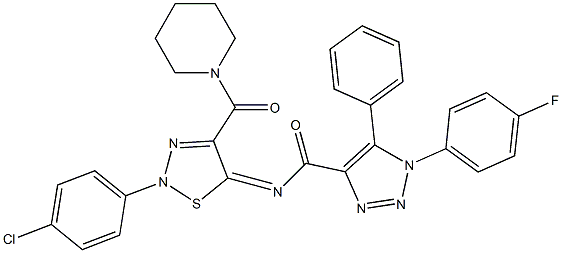 (Z)-N-(2-(4-CHLOROPHENYL)-4-(PIPERIDINE-1-CARBONYL)-1,2,3-THIADIAZOL-5(2H)-YLIDENE)-1-(4-FLUOROPHENYL)-5-PHENYL-1H-1,2,3-TRIAZOLE-4-CARBOXAMIDE Struktur