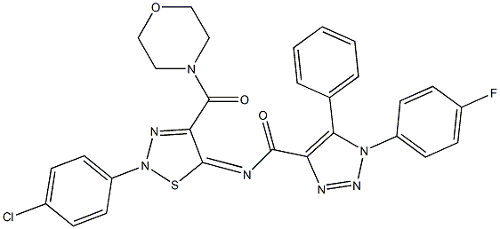 (Z)-N-(2-(4-CHLOROPHENYL)-4-(MORPHOLINE-4-CARBONYL)-1,2,3-THIADIAZOL-5(2H)-YLIDENE)-1-(4-FLUOROPHENYL)-5-PHENYL-1H-1,2,3-TRIAZOLE-4-CARBOXAMIDE Struktur