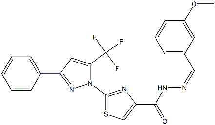 N'-[(1Z)-(3-METHOXYPHENYL)METHYLENE]-2-[3-PHENYL-5-(TRIFLUOROMETHYL)-1H-PYRAZOL-1-YL]-1,3-THIAZOLE-4-CARBOHYDRAZIDE Struktur