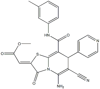 METHYL 2-[5-AMINO-6-CYANO-3-OXO-7-(4-PYRIDINYL)-8-(3-TOLUIDINOCARBONYL)-7H-[1,3]THIAZOLO[3,2-A]PYRIDIN-2(3H)-YLIDENE]ACETATE Struktur