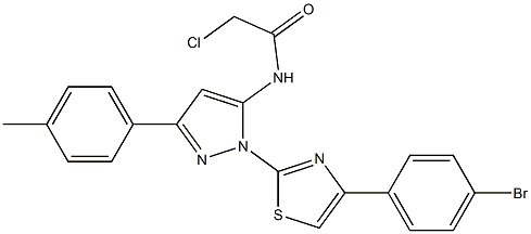 N-[1-[4-(4-BROMOPHENYL)-1,3-THIAZOL-2-YL]-3-(4-METHYLPHENYL)-1H-PYRAZOL-5-YL]-2-CHLOROACETAMIDE Struktur