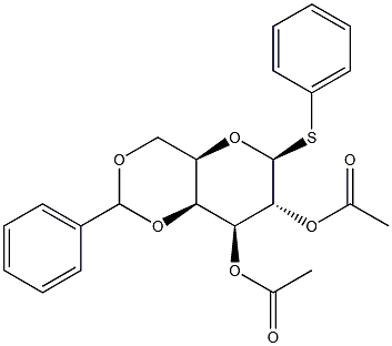 PHENYL 2,3-DI-O-ACETYL-4,6-O-BENZYLIDENE-1-THIO-BETA-D-GALACTOPYRANOSIDE Struktur