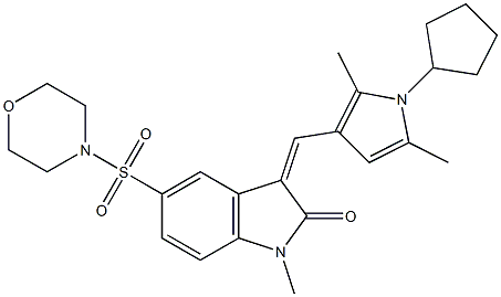 (Z)-3-((1-CYCLOPENTYL-2,5-DIMETHYL-1H-PYRROL-3-YL)METHYLENE)-1-METHYL-5-(MORPHOLINOSULFONYL)INDOLIN-2-ONE Struktur