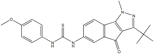 3-(TERT-BUTYL)-6-((((4-METHOXYPHENYL)AMINO)THIOXOMETHYL)AMINO)-1-METHYLINDENO[2,3-D]PYRAZOL-4-ONE Struktur