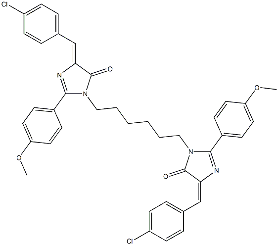 (Z)-4-(4-CHLOROBENZYLIDENE)-1-(6-((E)-4-(4-CHLOROBENZYLIDENE)-2-(4-METHOXYPHENYL)-5-OXO-4,5-DIHYDROIMIDAZOL-1-YL)HEXYL)-2-(4-METHOXYPHENYL)-1H-IMIDAZOL-5(4H)-ONE Struktur