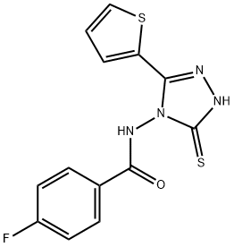 4-FLUORO-N-[3-SULFANYL-5-(2-THIENYL)-4H-1,2,4-TRIAZOL-4-YL]BENZENECARBOXAMIDE Struktur