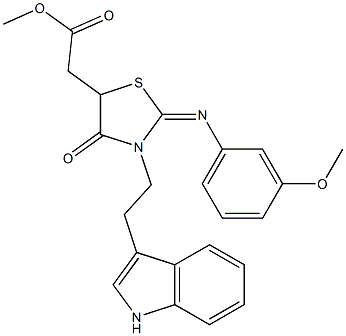 METHYL 2-{3-[2-(1H-INDOL-3-YL)ETHYL]-2-[(3-METHOXYPHENYL)IMINO]-4-OXO-1,3-THIAZOLIDIN-5-YL}ACETATE Struktur