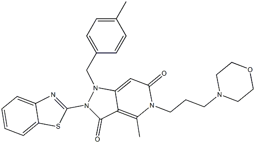 2-(BENZO[D]THIAZOL-2-YL)-4-METHYL-1-(4-METHYLBENZYL)-5-(3-MORPHOLINOPROPYL)-1,2-DIHYDRO-5H-PYRAZOLO[4,3-C]PYRIDINE-3,6-DIONE Struktur