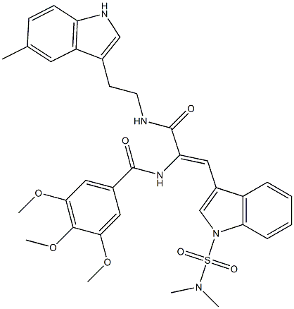 (Z)-N-(1-(1-(N,N-DIMETHYLSULFAMOYL)-1H-INDOL-3-YL)-3-(2-(5-METHYL-1H-INDOL-3-YL)ETHYLAMINO)-3-OXOPROP-1-EN-2-YL)-3,4,5-TRIMETHOXYBENZAMIDE Struktur