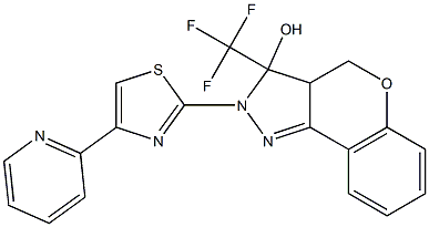 2-(4-PYRIDIN-2-YL-1,3-THIAZOL-2-YL)-3-(TRIFLUOROMETHYL)-2,3,3A,4-TETRAHYDROCHROMENO[4,3-C]PYRAZOL-3-OL Struktur