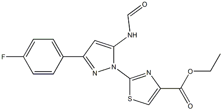 ETHYL 2-[3-(4-FLUOROPHENYL)-5-(FORMYLAMINO)-1H-PYRAZOL-1-YL]-1,3-THIAZOLE-4-CARBOXYLATE Struktur