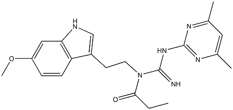 N-(4,6-DIMETHYL-2-PYRIMIDINYL)-N'-[2-(6-METHOXY-1H-INDOL-3-YL)ETHYL]-N'-PROPIONYLGUANIDINE Struktur