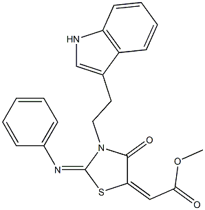 METHYL (2Z)-[(2E)-3-[2-(1H-INDOL-3-YL)ETHYL]-4-OXO-2-(PHENYLIMINO)-1,3-THIAZOLIDIN-5-YLIDENE]ACETATE Struktur