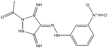 (4E)-1-ACETYL-3,5-DIIMINOPYRAZOLIDIN-4-ONE (3-NITROPHENYL)HYDRAZONE Struktur