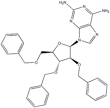 9-[2,3,5-TRIS-O-(PHENYLMETHYL)-BETA-D-ARABINOFURANOSYL]-9H-PURINE-2,6-DIAMINE Struktur