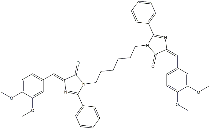 (Z)-4-(3,4-DIMETHOXYBENZYLIDENE)-1-(6-((E)-4-(3,4-DIMETHOXYBENZYLIDENE)-5-OXO-2-PHENYL-4,5-DIHYDROIMIDAZOL-1-YL)HEXYL)-2-PHENYL-1H-IMIDAZOL-5(4H)-ONE Struktur