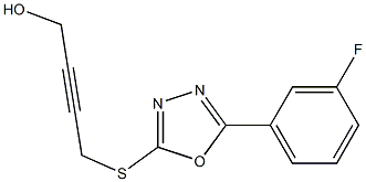 4-([5-(3-FLUOROPHENYL)-1,3,4-OXADIAZOL-2-YL]THIO)BUT-2-YN-1-OL Struktur