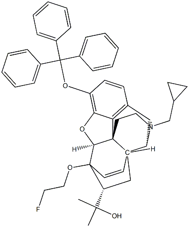 6,14-ETHENOMORPHINAN-7-METHANOL, 17-(CYCLOPROPYLMETHYL)-4,5-EPOXY-18,19-DIHYDRO-6-(2-FLUOROETHOXY)-3-(TRIPHENYLMETHOXY)-ALPHA,ALPHA-DIMETHYL-, (5ALPHA, 7ALPHA) Struktur