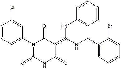 (Z)-5-((2-BROMOBENZYLAMINO)(PHENYLAMINO)METHYLENE)-1-(3-CHLOROPHENYL)PYRIMIDINE-2,4,6(1H,3H,5H)-TRIONE Struktur