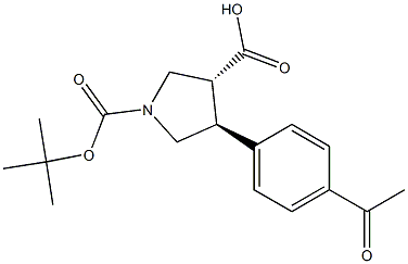 BOC-(+/-)-TRANS-4-(4-ACETYLPHENYL)-PYRROLIDINE-3-CARBOXYLIC ACID Struktur