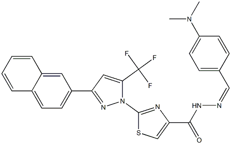 (Z)-N'-(4-(DIMETHYLAMINO)BENZYLIDENE)-2-(3-(NAPHTHALEN-2-YL)-5-(TRIFLUOROMETHYL)-1H-PYRAZOL-1-YL)THIAZOLE-4-CARBOHYDRAZIDE Struktur