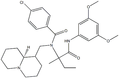 4-CHLORO-N-(1-(3,5-DIMETHOXYPHENYLAMINO)-2-METHYL-1-OXOBUTAN-2-YL)-N-(((S)-OCTAHYDRO-1H-QUINOLIZIN-1-YL)METHYL)BENZAMIDE Struktur