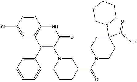 1'-(1-(6-CHLORO-2-OXO-4-PHENYL-1,2-DIHYDROQUINOLIN-3-YL)PIPERIDINE-3-CARBONYL)-1,4'-BIPIPERIDINE-4'-CARBOXAMIDE Struktur