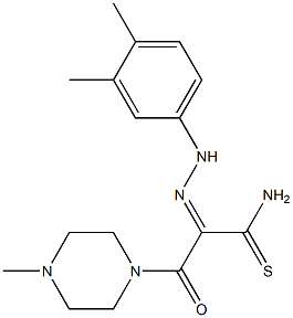 (2Z)-2-[(3,4-DIMETHYLPHENYL)HYDRAZONO]-3-(4-METHYLPIPERAZIN-1-YL)-3-OXOPROPANETHIOAMIDE Struktur