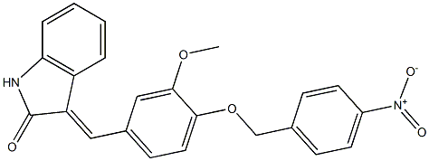 3-((3-METHOXY-4-((4-NITROPHENYL)METHOXY)PHENYL)METHYLENE)INDOLIN-2-ONE Struktur