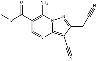 METHYL 7-AMINO-3-CYANO-2-(CYANOMETHYL)PYRAZOLO[1,5-A]PYRIMIDINE-6-CARBOXYLATE Struktur