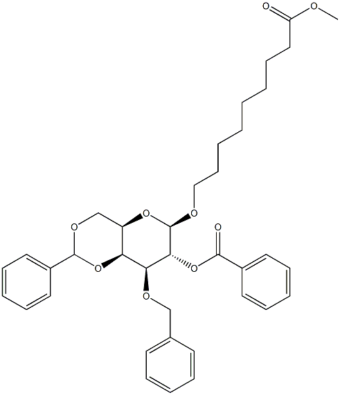 8-METHOXYCARBONYL OCT-1-YL 2-O-BENZOYL-3-O-BENZYL-4,6-O-BENZYLIDENE-BETA-D-GALACTOPYRANOSIDE Struktur